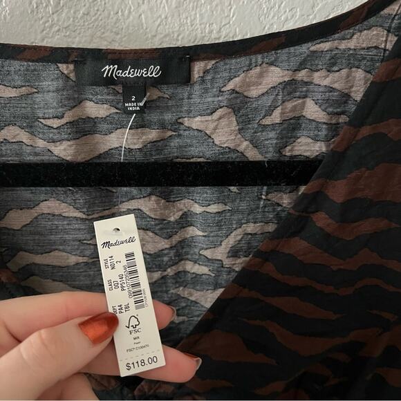 Madewell V-Neck Mini Dress in Abstract Animal - Picture 4 of 7